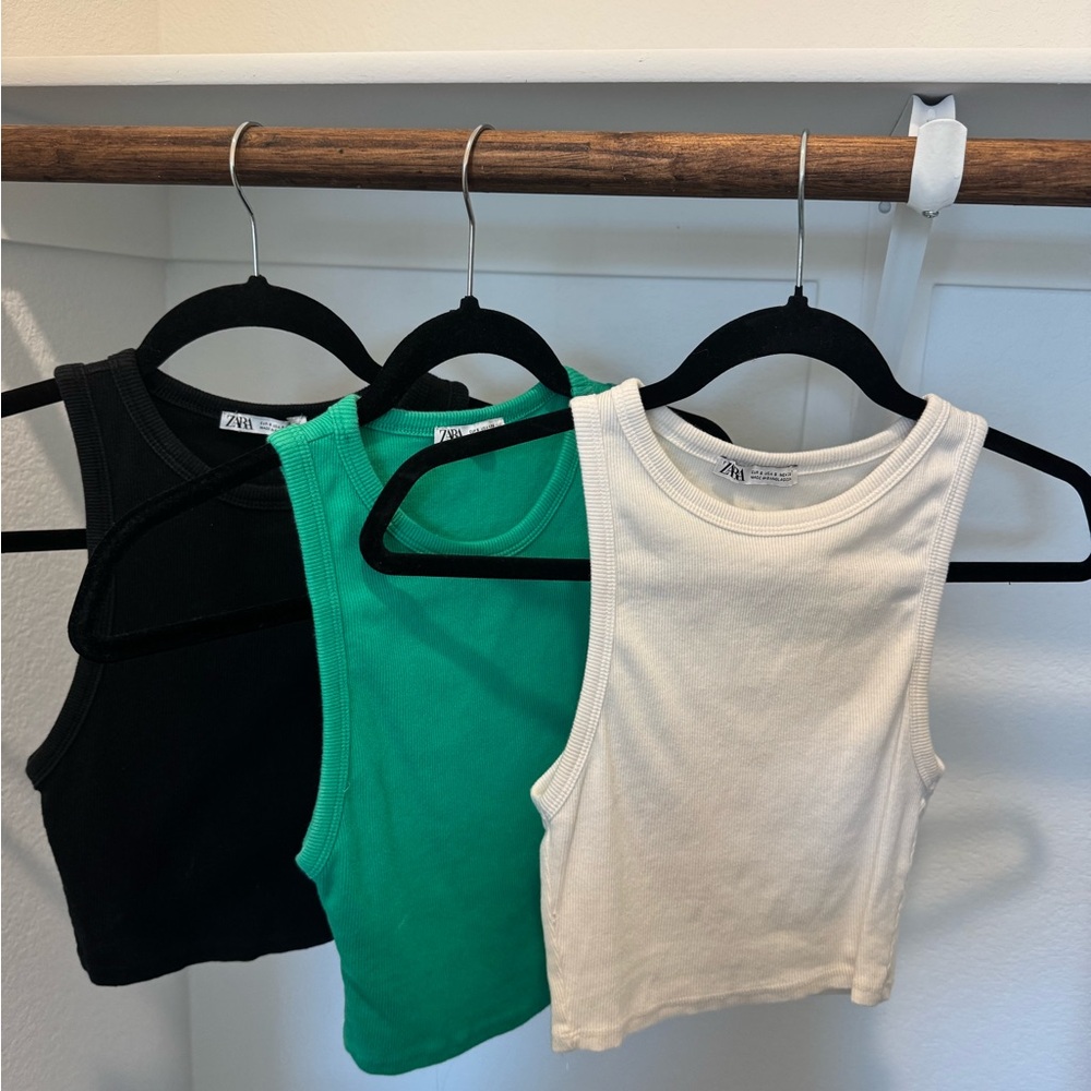 3 pack Zara Ribbed Tank Tops